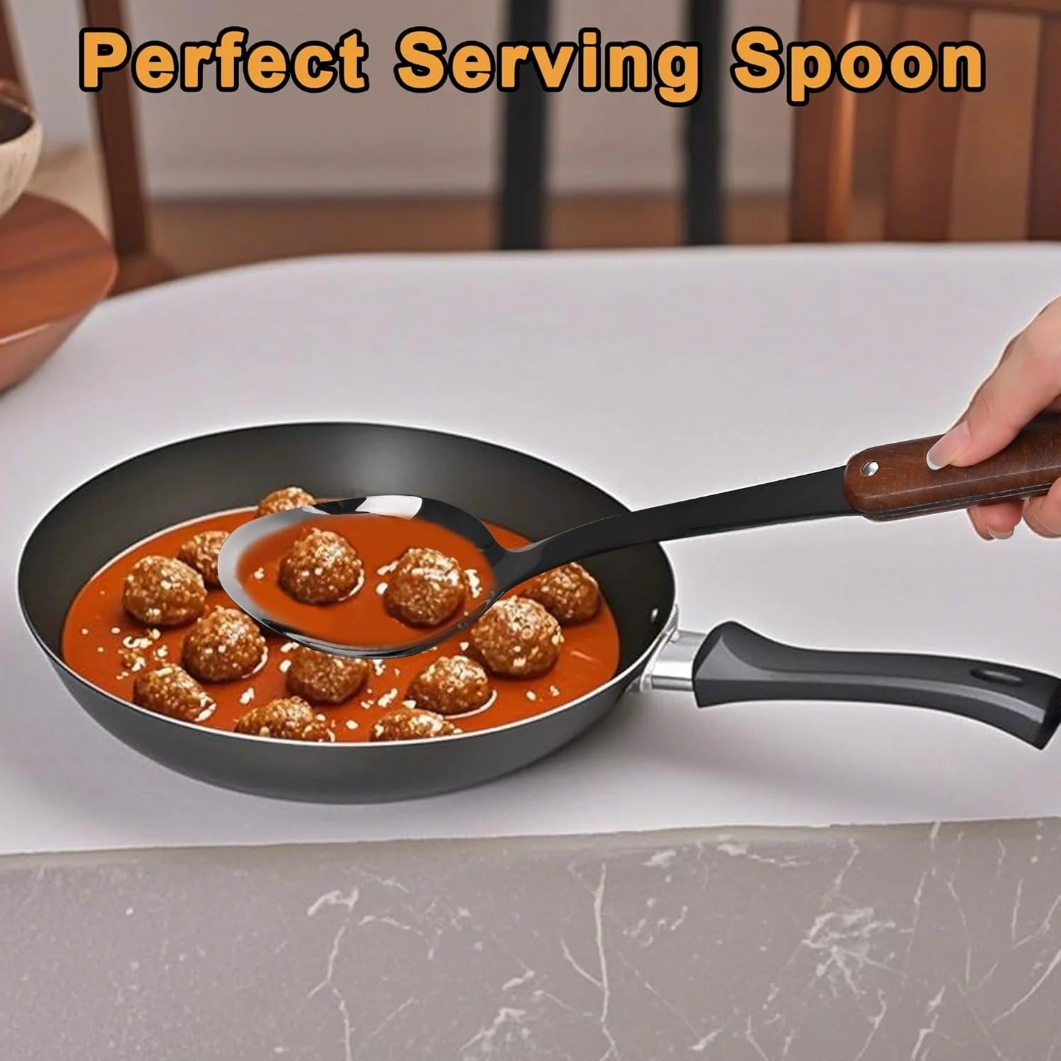 Stainless Steel Cooking Utensils Set Mirror Polished 6 Pieces Kitchen Utensils Set Kitchen Tools Set With Wooden Handle Non-Stick Heat Resistant,Dishwasher Safe Easy to Clean