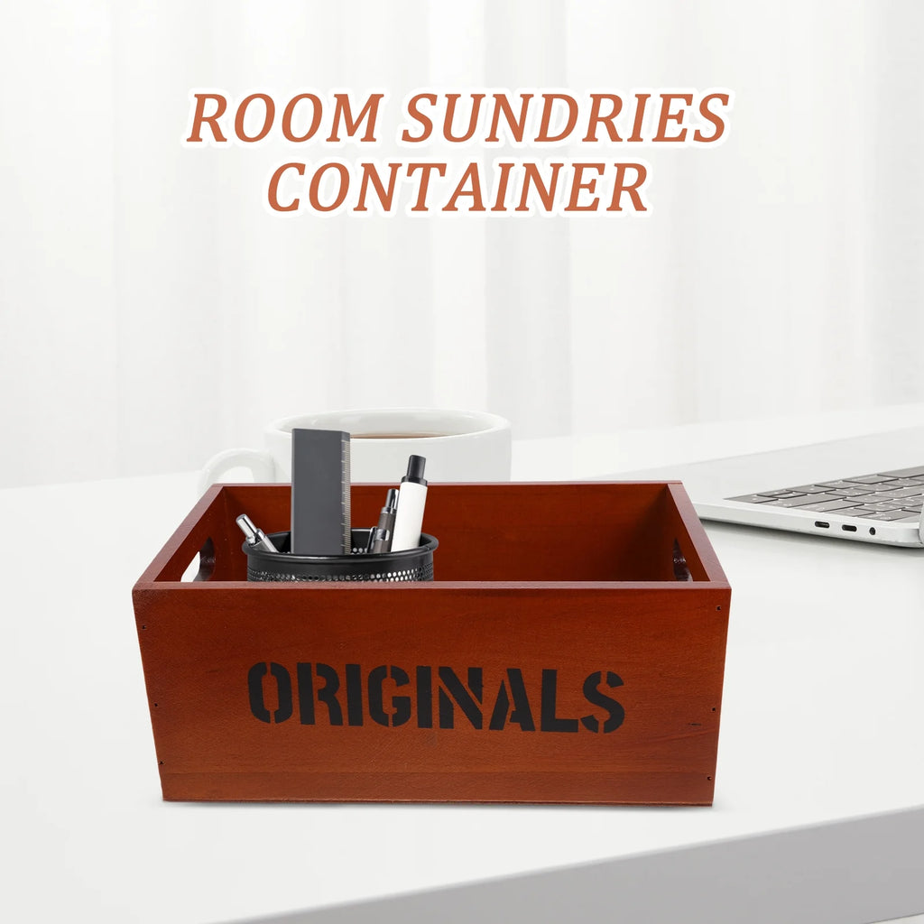 Monitor Stand Cube Storage Wooden Storage Box Office 26.00X16.00X11.00CM Brown