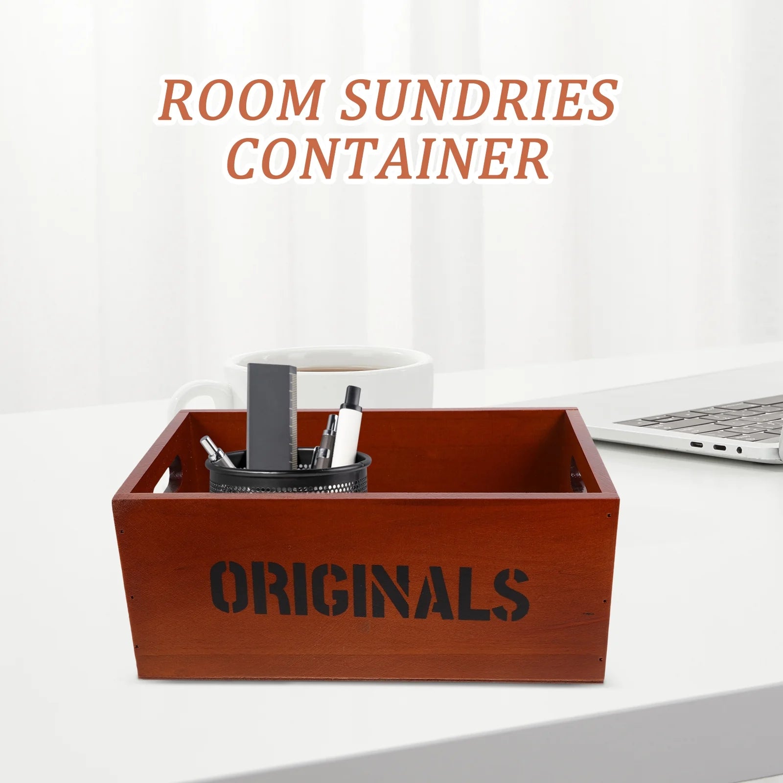 Monitor Stand Cube Storage Wooden Storage Box Office 26.00X16.00X11.00CM Brown