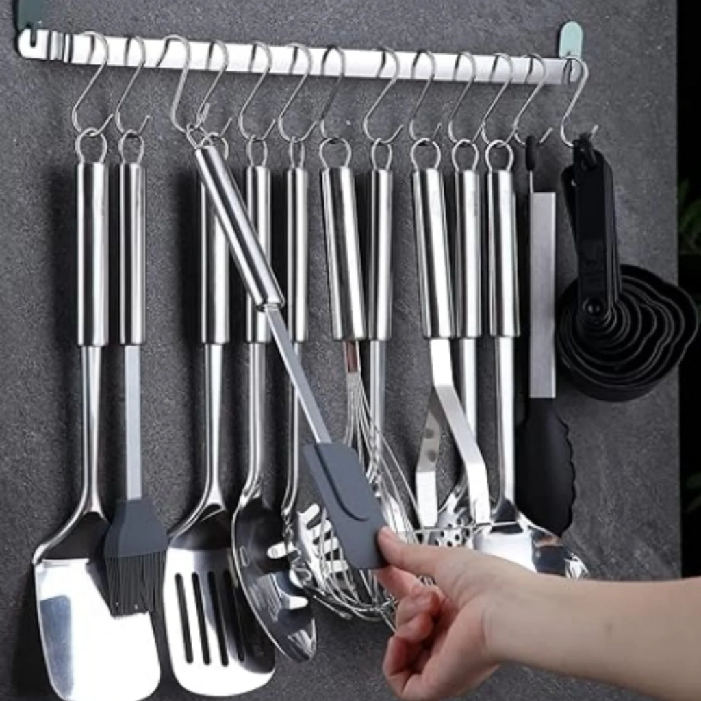 Kitchen Utensils Set 38 Pieces Stainless Steel Cooking Utensils Set Kitchen Gadgets Cookware Kitchen Tool Set with Utensil Holder Rack And Hooks For Hanging Dishwasher Safe