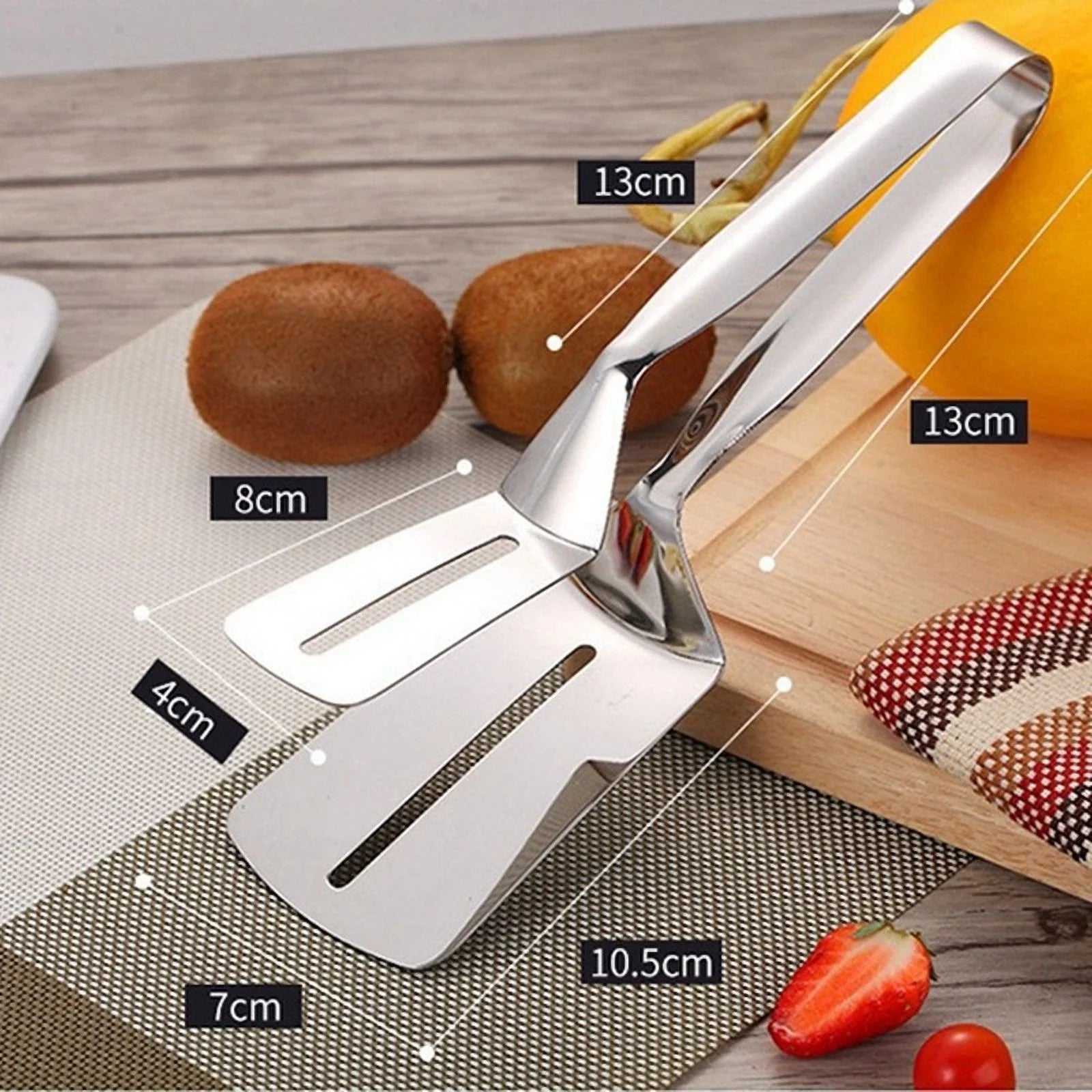Stainless Steel Double-Sided Shovel Clip Stainless Steel Spatula Kitchen Tongs,Grill Clamp Flipping Spat