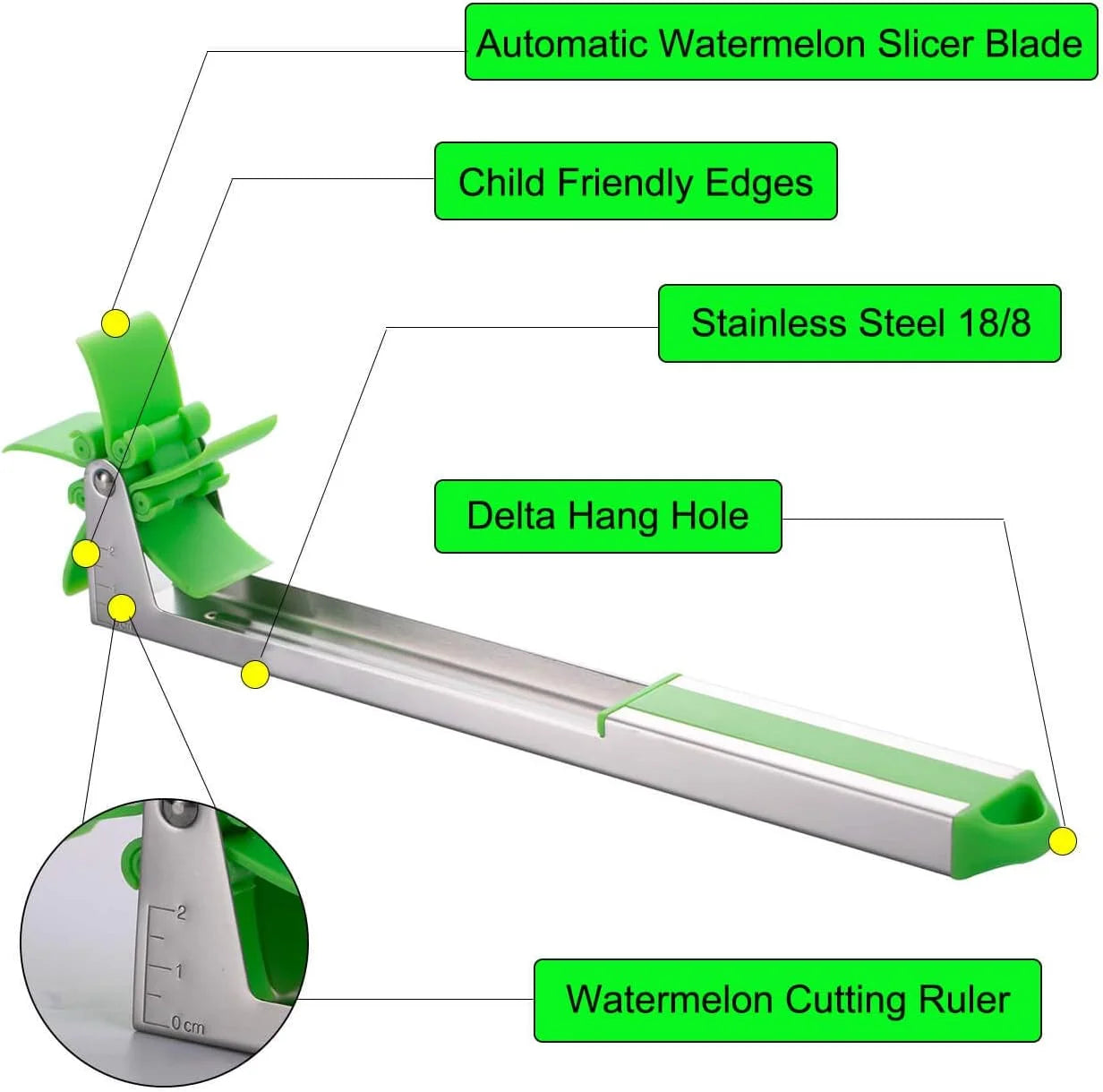 Watermelon Windmill Cutter Slicer Stainless Steel Shape Fruit Tools Quickly Cut Tool Kitchen Gadgets with Melon Scoop