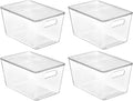 Clear Stackable Storage Bins with Lids Large Plastic Containers with Handle for Pantry Organizer and Storage,Perfect for Bathroom,Cabinet,Kitchen,Fridge,Closet Organization