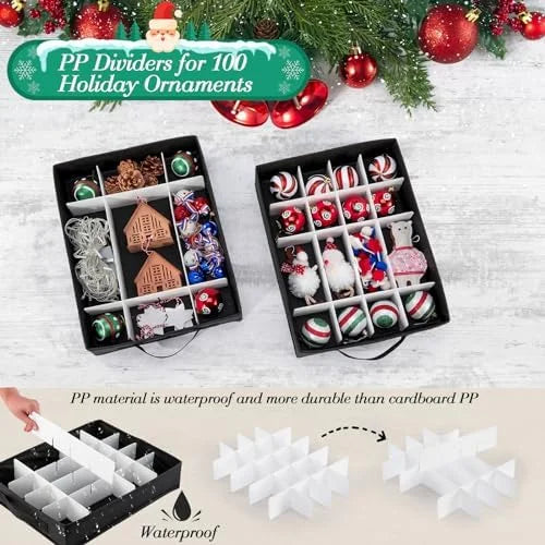 Christmas Ornament Storage Containers -Holds Up to 100 Holiday Ornaments with 5 Removable Trays Large Storage Box with Clear Covered Top &amp; Sturdy Handles