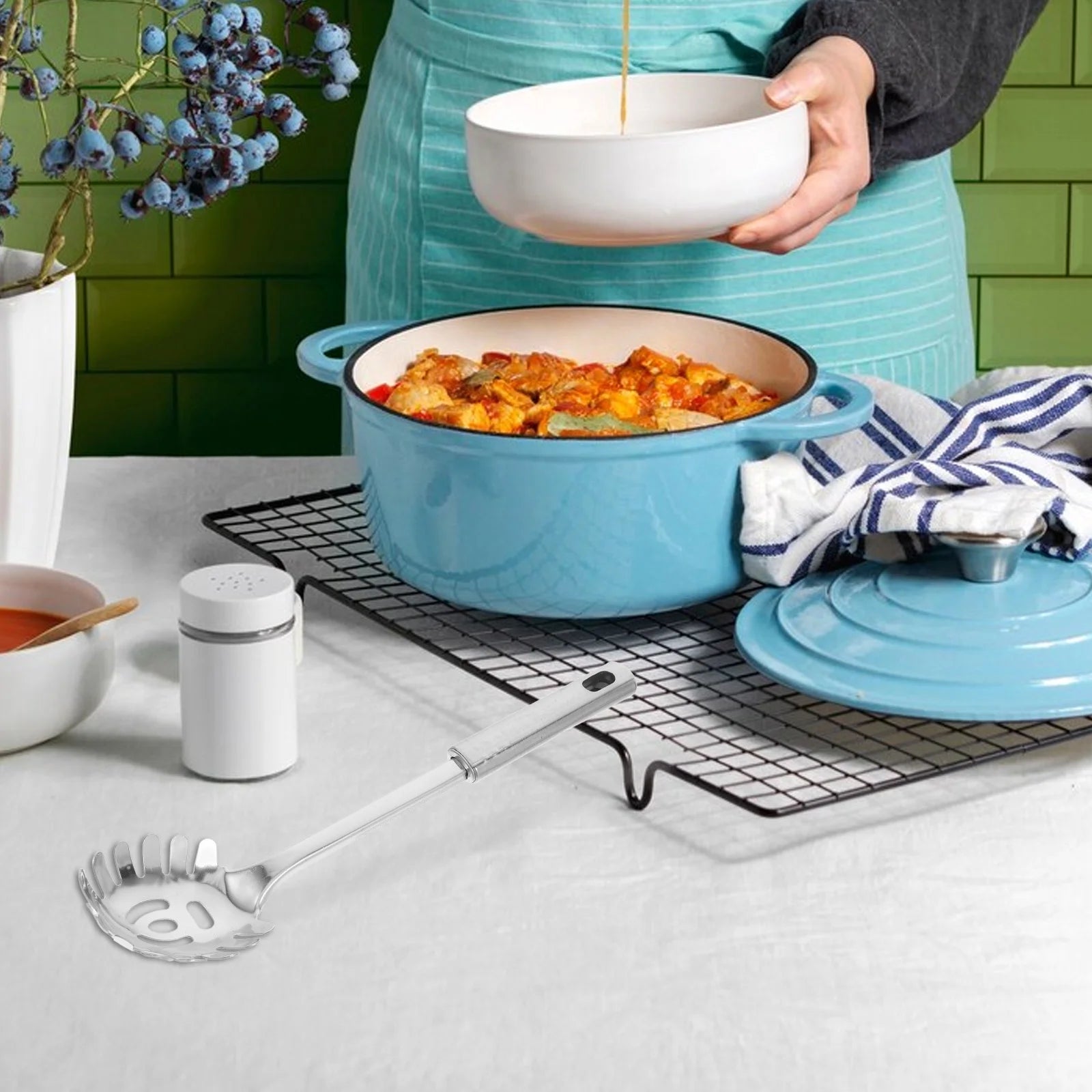 Stainless Steel Pasta Server 1 Set Spaghetti Spoon Noodle Claw Pasta Fork Metal Pasta Spoon Heat Resistant for Cooking