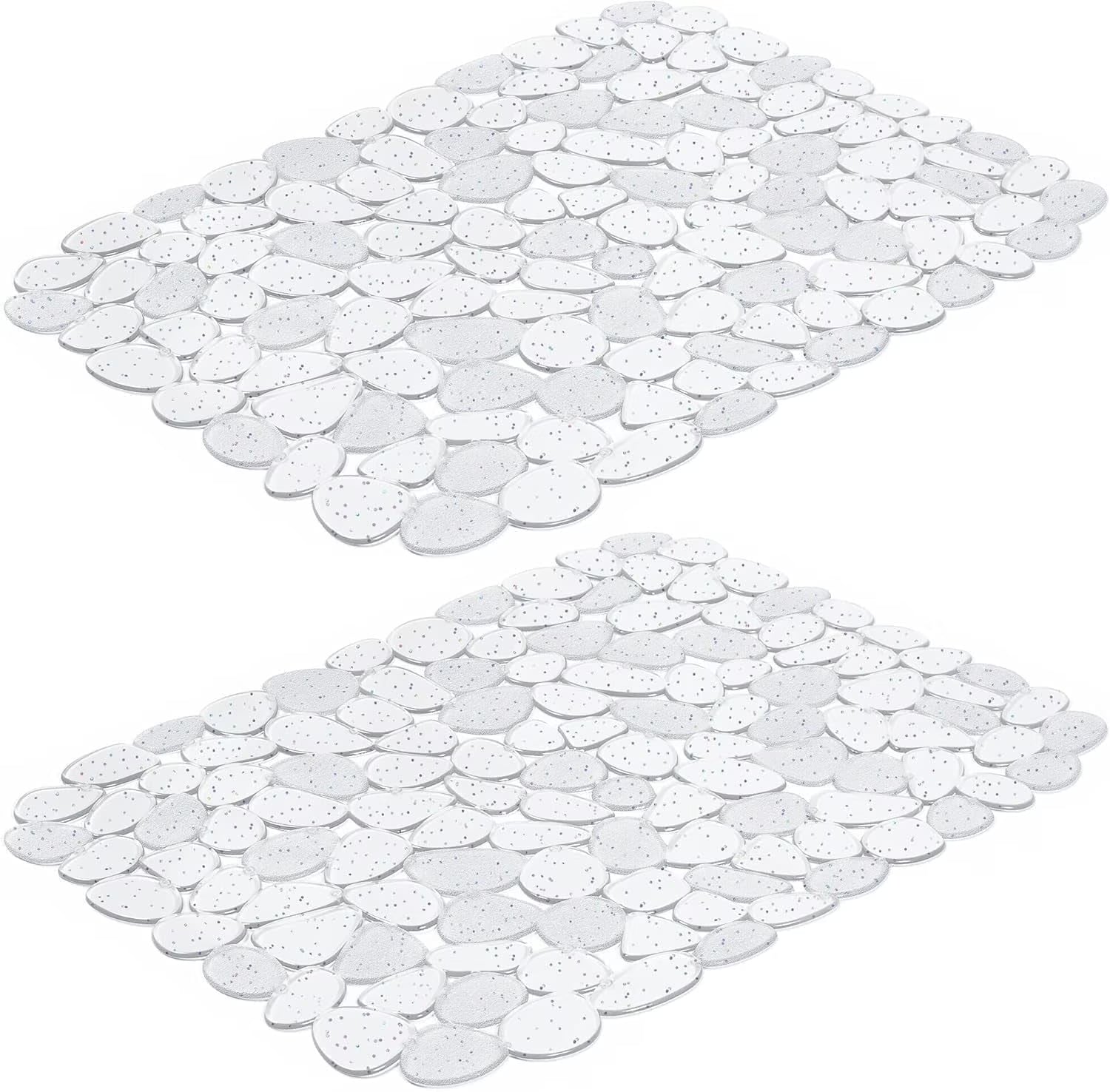 Bligli Pebble Sink Mat 2-Pack - PVC Kitchen Protector for Stainless Steel/Ceramic Dish Drying Mat for Dishes 15.7" x 11.8" Bling Clear