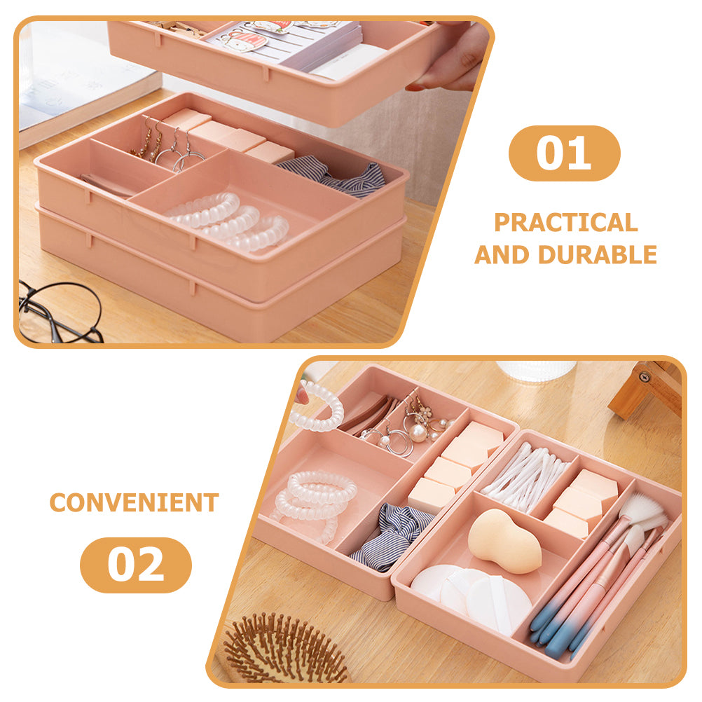 4 Pcs Office Storage Bins Drawers Four Grid Box Four-grid Compartment Case