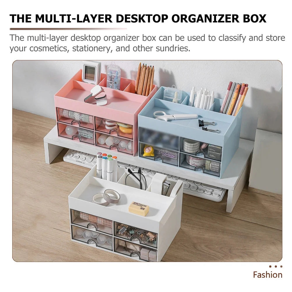 Storage Drawers Box Structure Multi-function Stationery Organizer