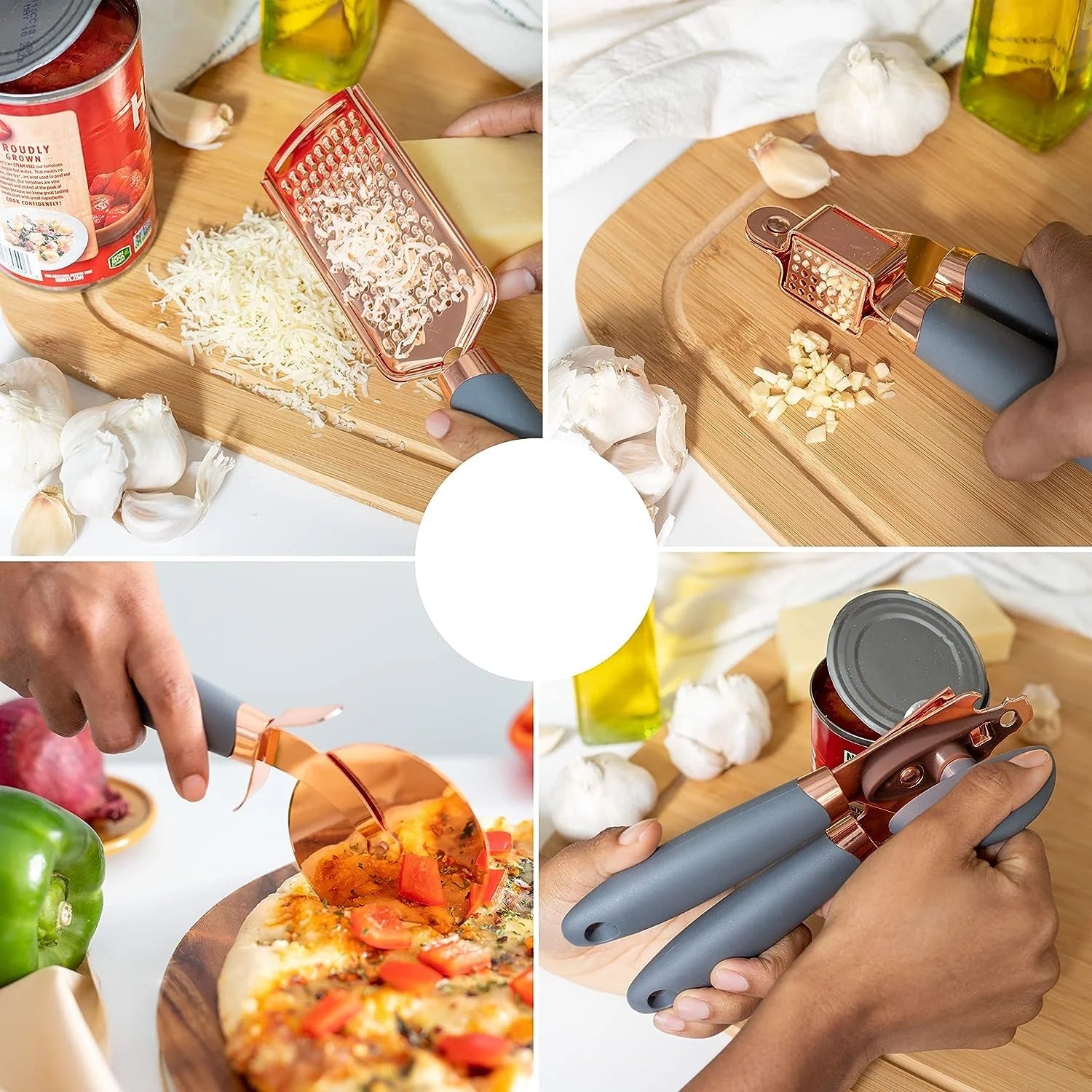 7-Piece Kitchen Gadget Set Copper Coated Stainless Steel Tableware with Soft Touch Handle