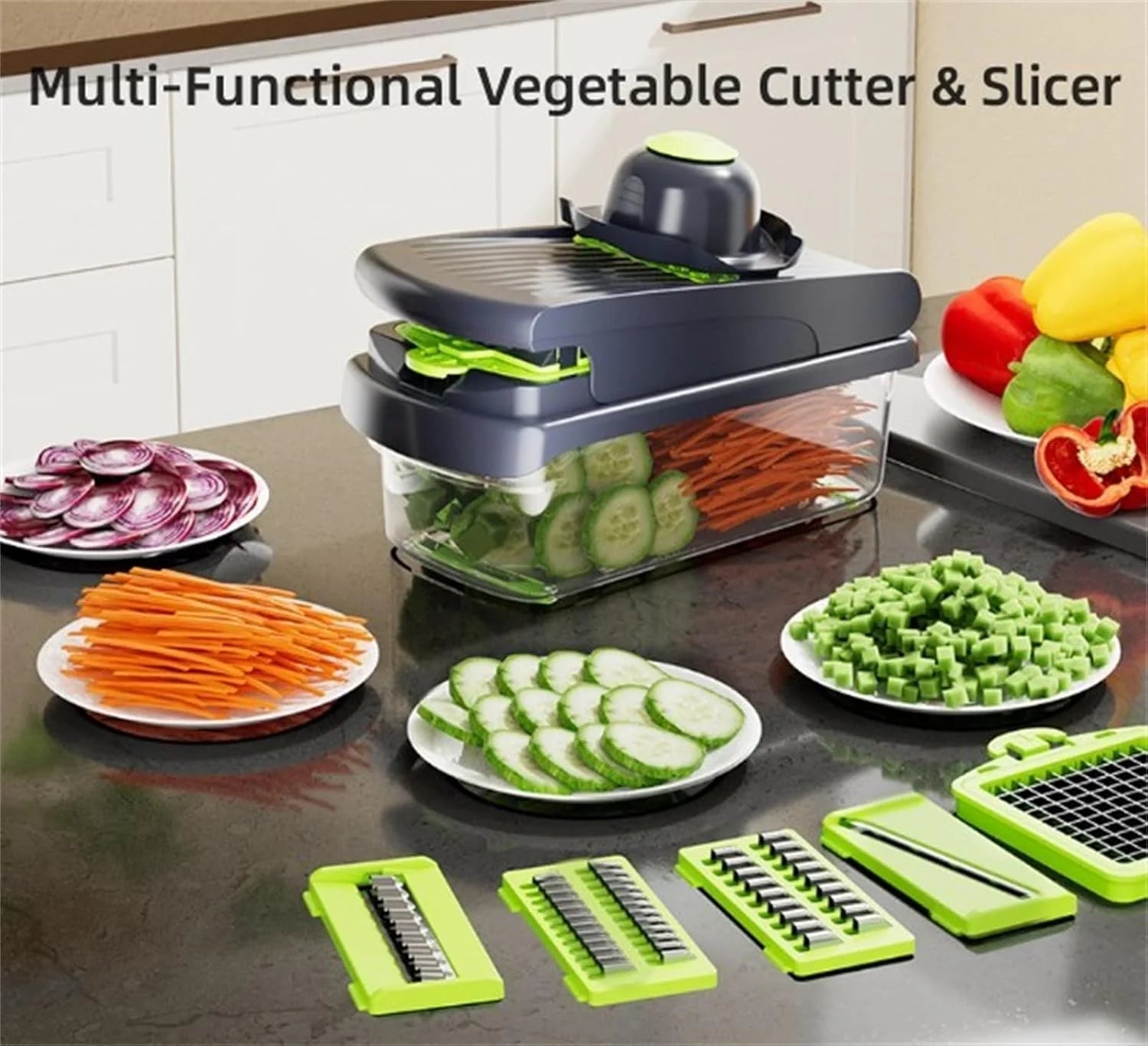 14Pcs Multi-Functional Vegetable Cutter &amp; Slicer Trendgolden Food Chopper Stainless Steel Blades Kitchen Gadgets &amp; Accessories (Pink)