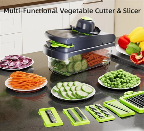 14Pcs Multi-Functional Vegetable Cutter &amp; Slicer Trendgolden Food Chopper Stainless Steel Blades Kitchen Gadgets &amp; Accessories (Pink)
