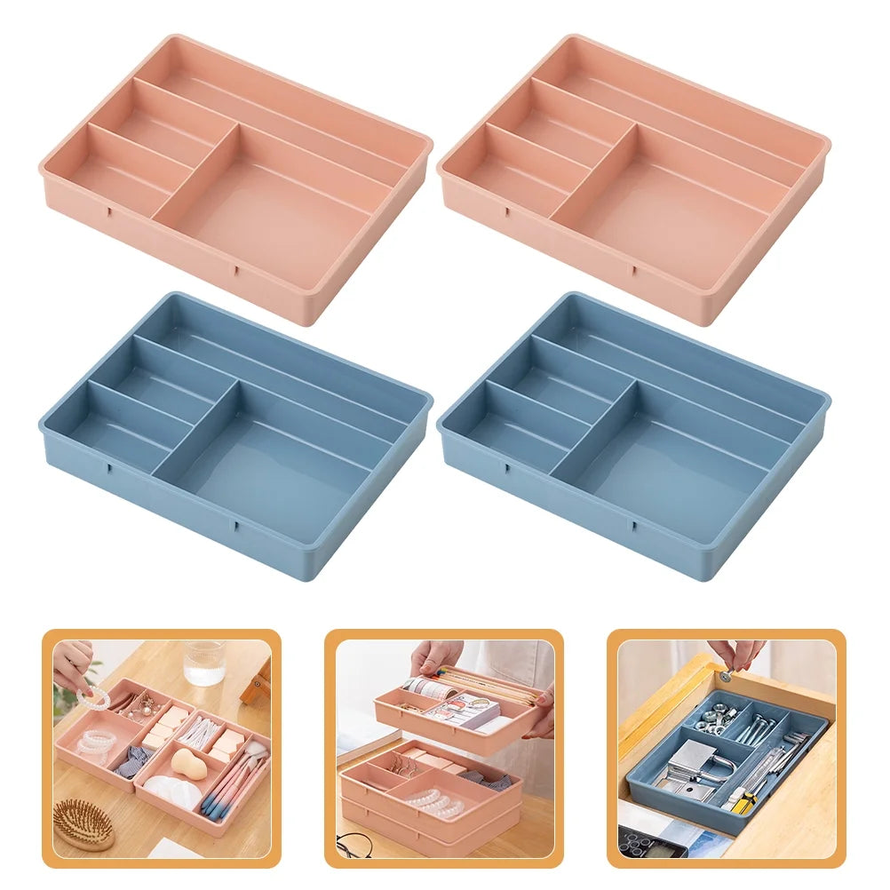 4 Pcs Office Storage Bins Drawers Four Grid Box Four-grid Compartment Case