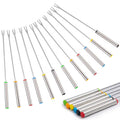 12PCS 9.5 Inch Color-Coded Stainless Steel Fondue Forks Cheese Fork Fruit with Heat-Blocking