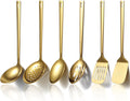 Gold Kitchen Utensils Set 6pcs Titanium Plating Stainless Steel Cooking Utensils Set Heavy Duty Kitchen Tools Spatulas Set Home Essentials Kitchen Gadgets Accessories