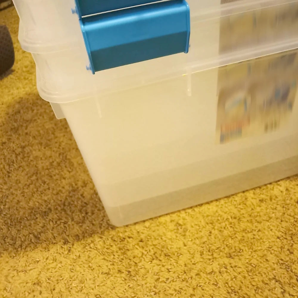 4-Pack 54 Qt Stackable Clear Storage Bins with Durable Latching Lids Space-Saving Sturdy Storage Box For Home Office Organization Clear Base and Lid